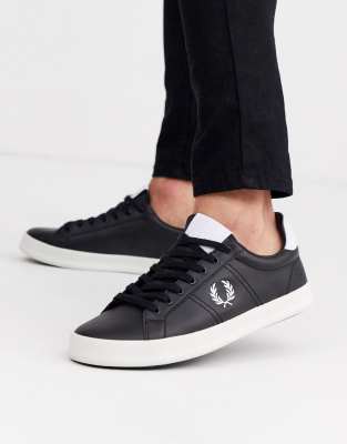 fred perry black leather trainers