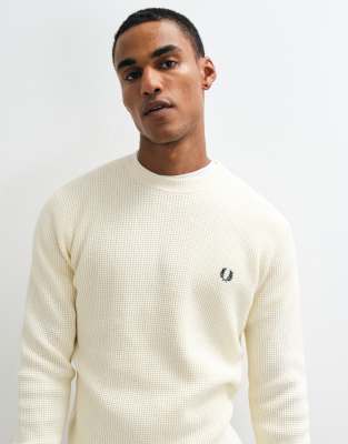 Pullover FRED PERRY Waffle Stitch Jumper Ecru M - Bild 8