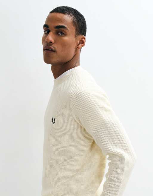 Fred Perry Waffelstrickpullover in Ecru, 4 von 5