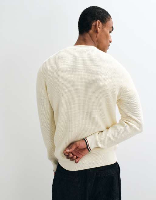 Fred Perry Waffelstrickpullover in Ecru, 5 von 5