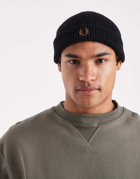 Fred Perry waffle beanie in black - view 1