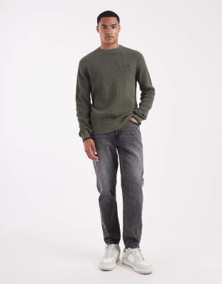 Fred Perry Waffle Sweater In Green
