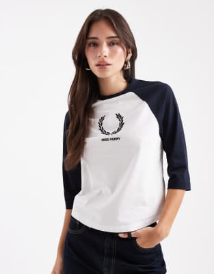 Fred Perry - Weißes Ringer-T-Shirt