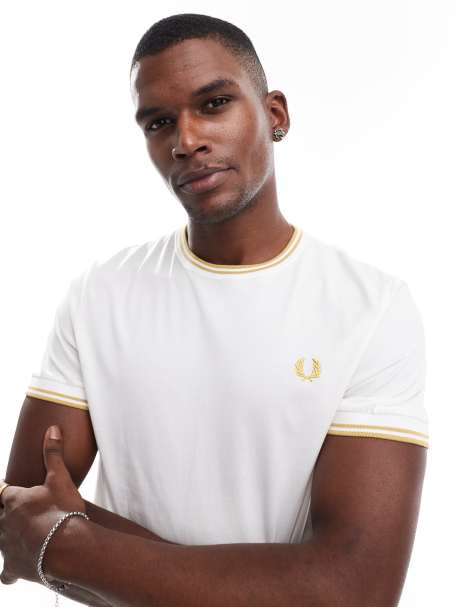 Fred Perry – Weißes T-Shirt mit doppelten Zierstreifen - view 1