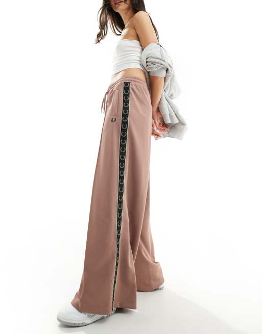 Fred Perry wide leg track pants in pink