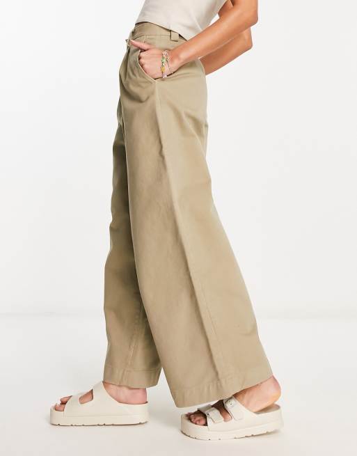 Fred Perry wide leg trousers in warm stone | ASOS