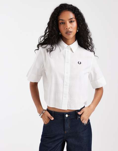 Fred Perry woven checkerboard shirt in white - view 1