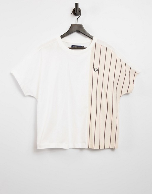 Fred Perry woven panel tshirt in white