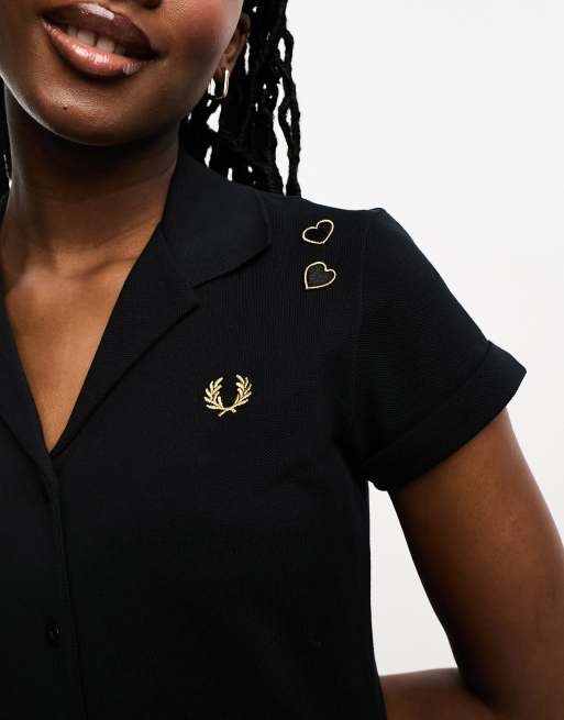 Fred Perry X Amy winehouse button through dress in black