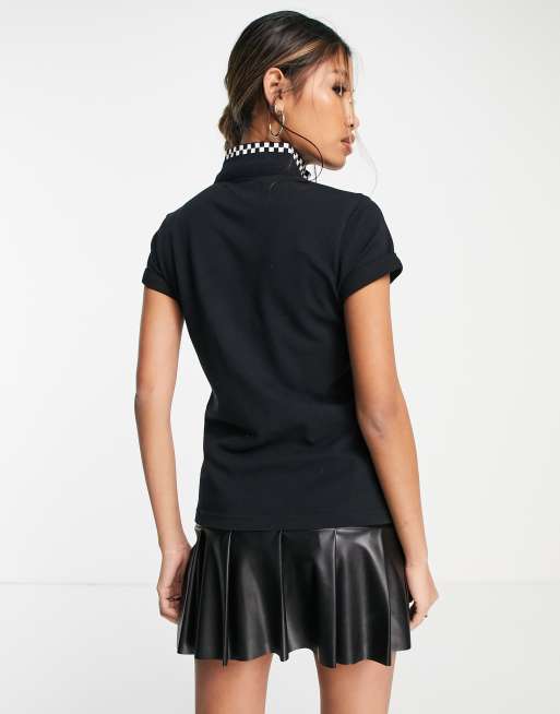 Fred Perry x Amy Winehouse checkerboard collar polo tee in black, 3 of 4