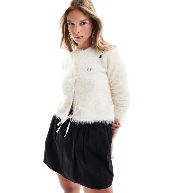 Fred Perry x Amy Winehouse fluffy cardigan in white | ASOS