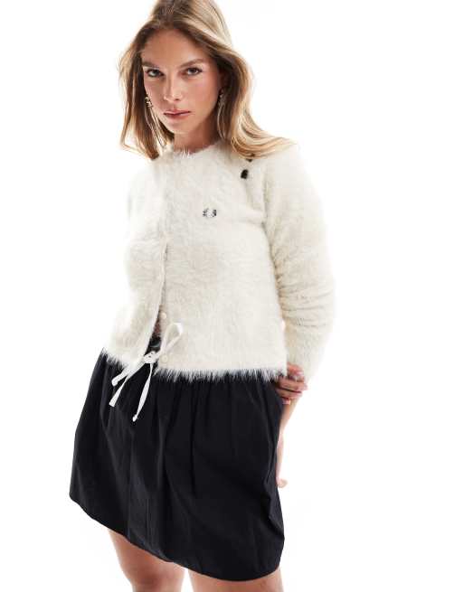 Fred Perry x Amy Winehouse fluffy cardigan in white