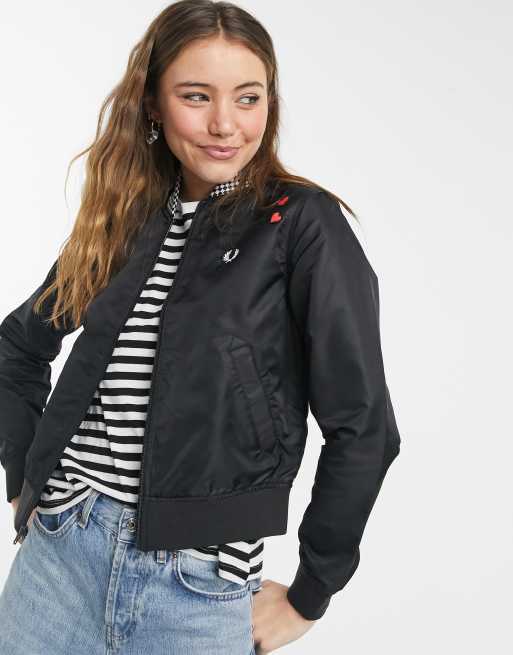 Fred Perry x Amy Winehouse Foundation checkerboard heart jacket in black