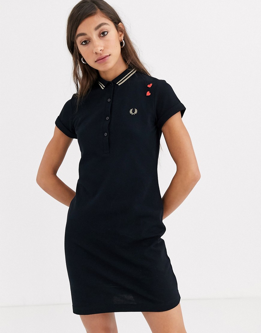 Fred Perry x Amy Winehouse Foundation - Kjole i piqué-Sort