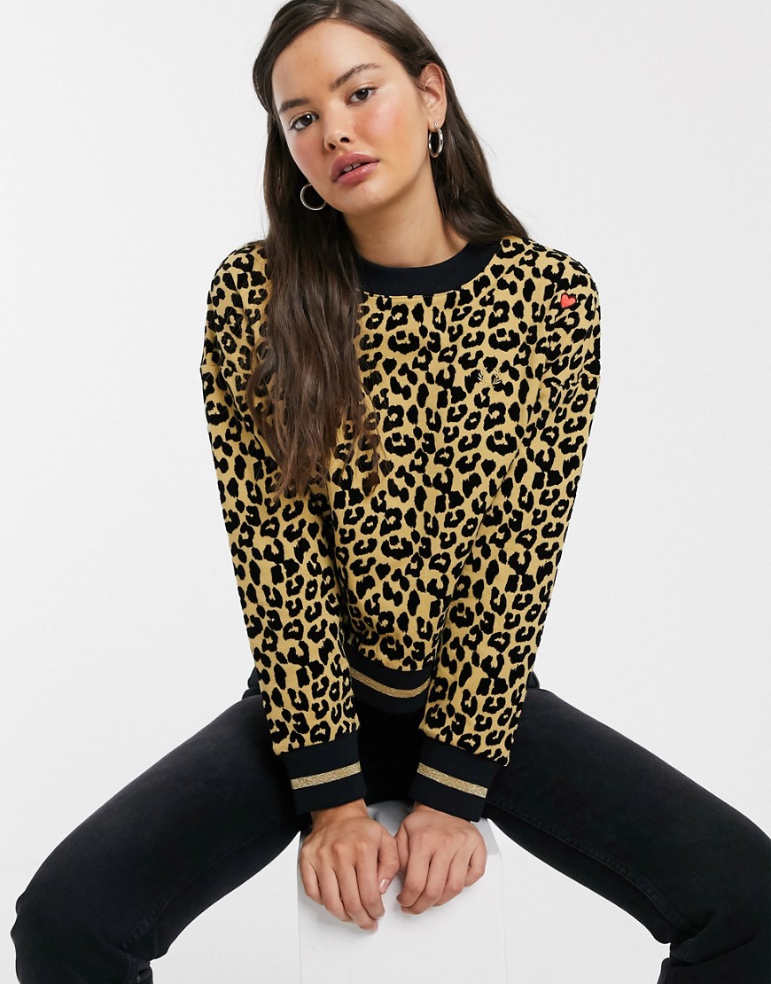 Fred Perry x Amy Winehouse Foundation – Leopardmönstrad sweatshirt-Guld