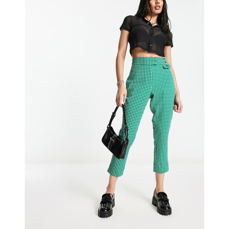 Green and store white gingham pants