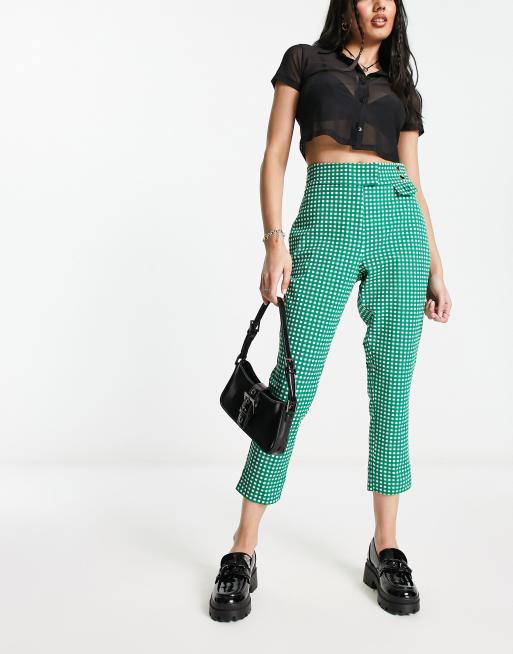 Green store gingham trousers