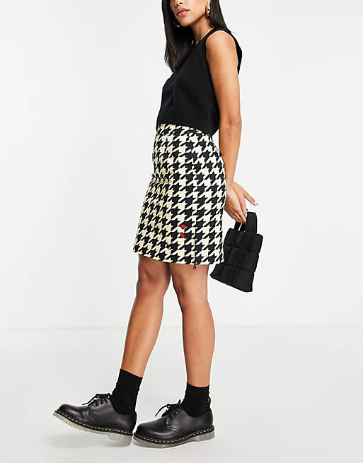 Fred Perry x Amy Winehouse houndstooth skirt in lemon