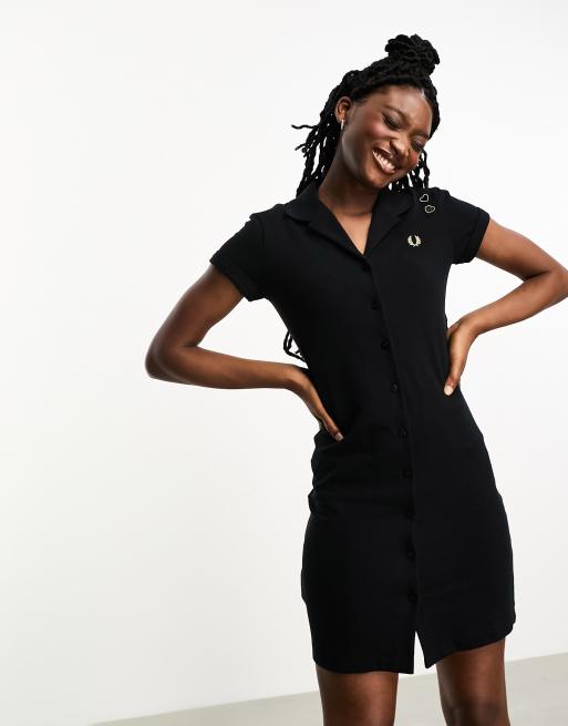 Fred Perry X Amy Winehouse - Jurk met knoopsluiting in zwart 