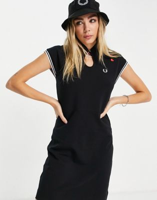Fred Perry x Amy Winehouse keyhole polo dress with heart details in black