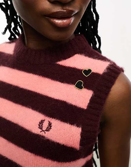 Fred Perry x Amy Winehouse knitted vest in red and pink stripes | ASOS