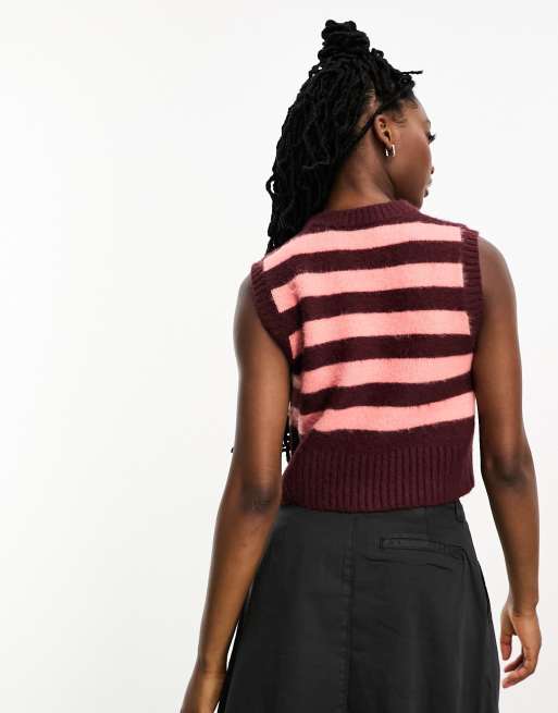 Fred Perry x Amy Winehouse knitted vest in red and pink stripes