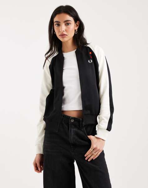 Fred Perry x Amy Winehouse laurel wreath bomber jacket in black & white - view 1