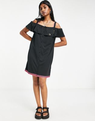 Fred Perry x Amy Winehouse off the shoulder mini dress in black