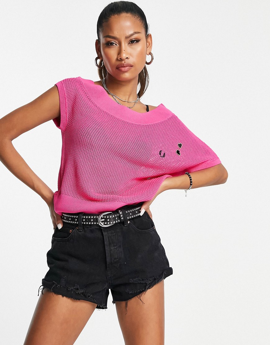 Fred Perry x Amy Winehouse one shoulder knit top in pink