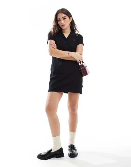 ◆FRED PERRY◆ Amy Winehouse Pocket Detail Pique Dress Black Fred Perry x Amy Winehouse pocket detail pique dress in