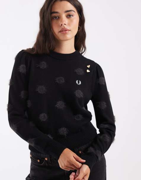 Fred Perry x Amy Winehouse polka dot knit jumper in black - view 1