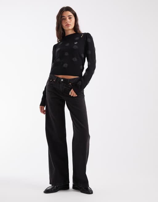 Fred Perry x Amy Winehouse polka dot knit jumper in black, 2 of 4