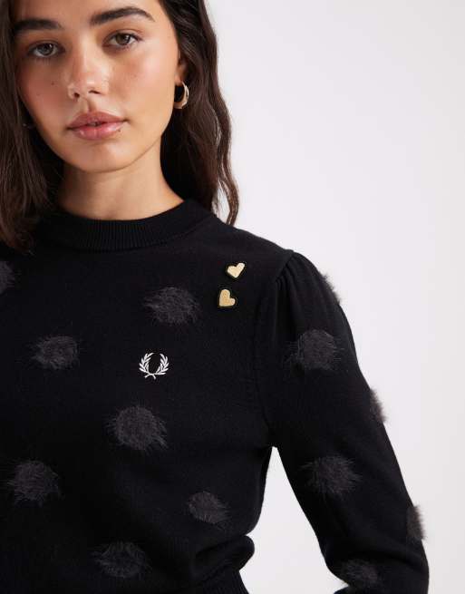 Fred Perry x Amy Winehouse polka dot knit jumper in black, 3 of 4