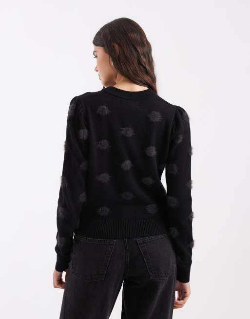 Fred Perry x Amy Winehouse polka dot knit jumper in black, 4 of 4