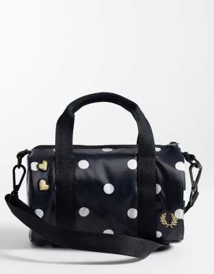 Fred Perry X Amy Winehouse Polka Dot Mini Barrel Bag In Black