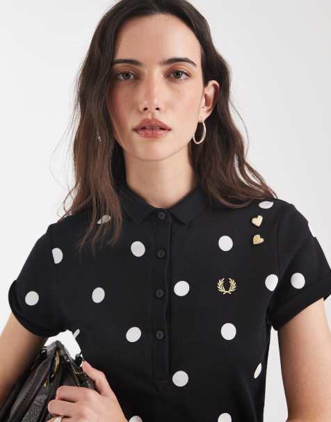 Fred Perry x Amy Winehouse polkadot poloshirt in zwart en wit - view 1