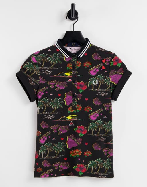 Fred Perry x Amy Winehouse polo shirt in Hawaiian print