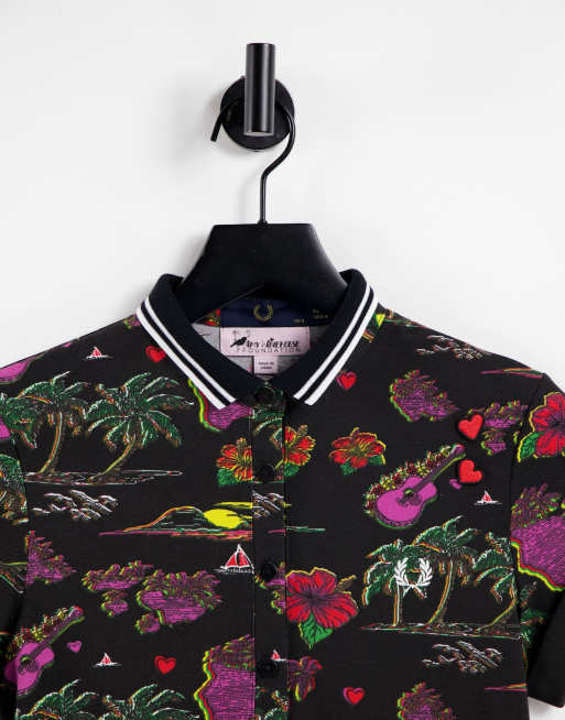 Fred Perry x Amy Winehouse polo shirt in Hawaiian print | ASOS