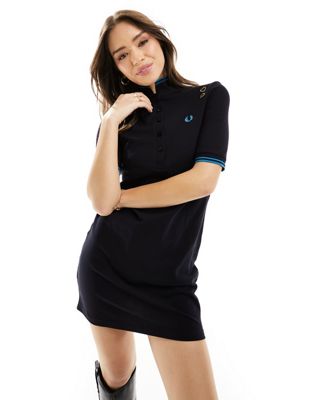 Fred Perry X Amy Winehouse tipped polo dress in black - ASOS Price Checker