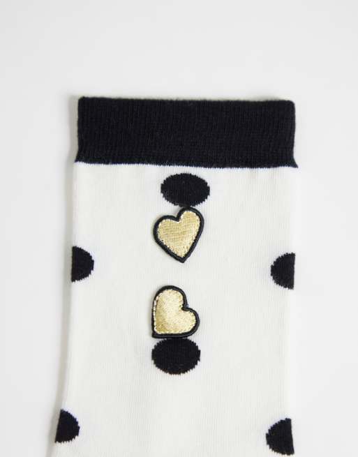 Fred Perry x Amy Winehouse Socken in Schwarz und Weiß mit Polka-Dot-Muster, 2 von 3