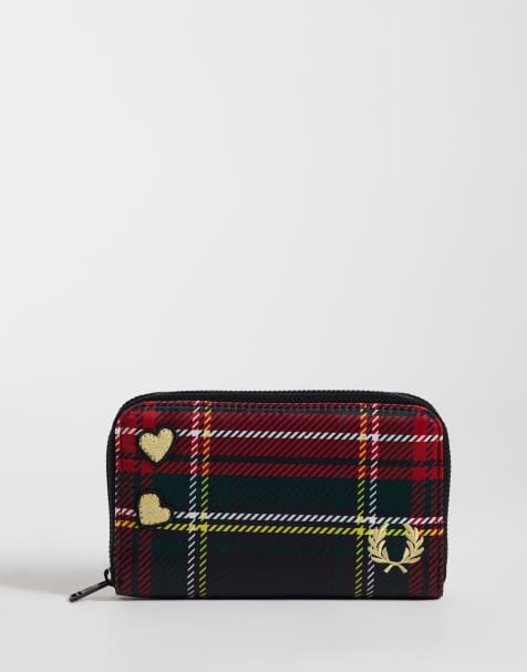 Fred Perry x Amy Winehouse tartan nylon logo wallet in red - view 1