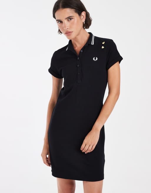 Fred Perry x Amy Winehouse tipped polo dress in black, 2 of 4