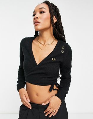 Fred Perry X Amy Winehouse wrap jumper in black