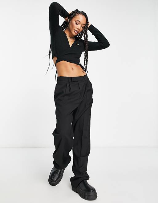 Fred Perry X Amy Winehouse wrap sweater in black | ASOS Fred Perry X Amy Winehouse wrap sweater in black | ASOS
