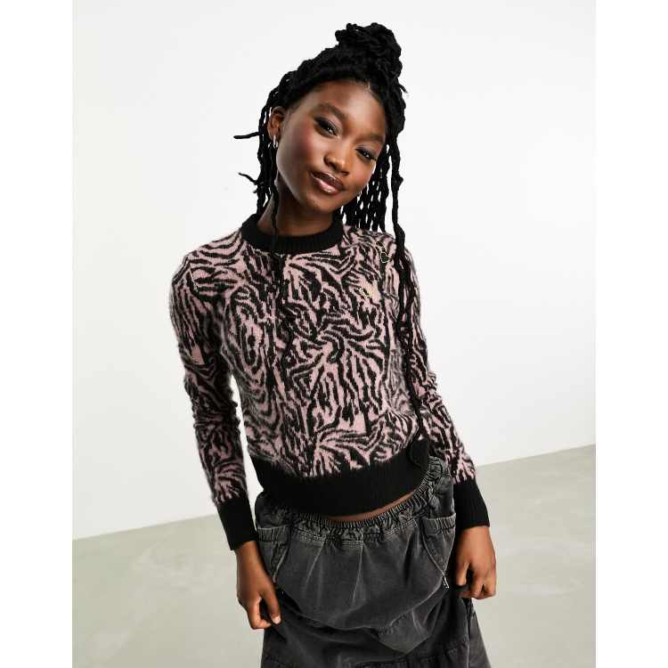 Fred Perry X Amy winehouse zebra jumper in pink | ASOS