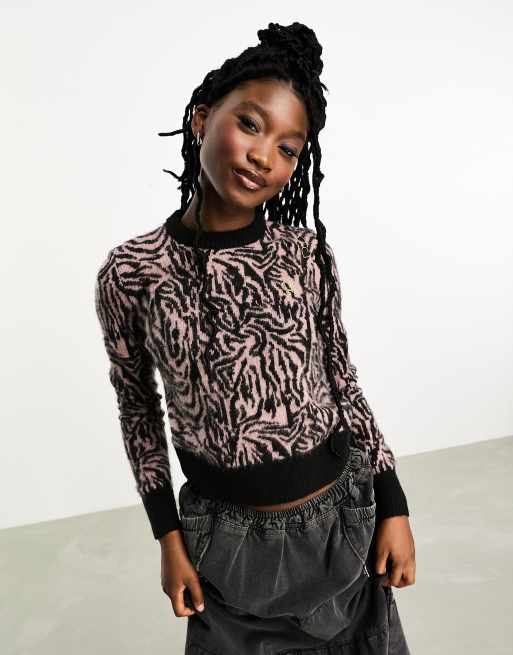 Fred Perry X Amy winehouse zebra jumper in pink | ASOS