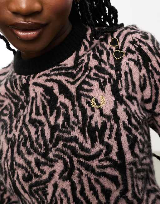 Fred Perry X Amy winehouse zebra jumper in pink | ASOS