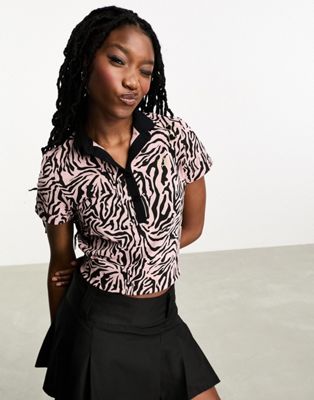 Fred Perry X Amy Winehouse zebra print polo in pink