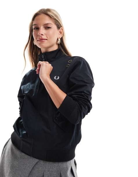 Fred Perry x Amy Winehouse zip up satin jacket in black - view 1