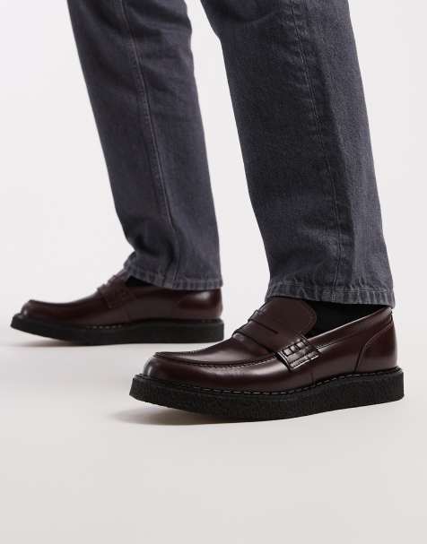 Fred Perry X George Cox - Bordeaux pennyloafers i læder - view 1